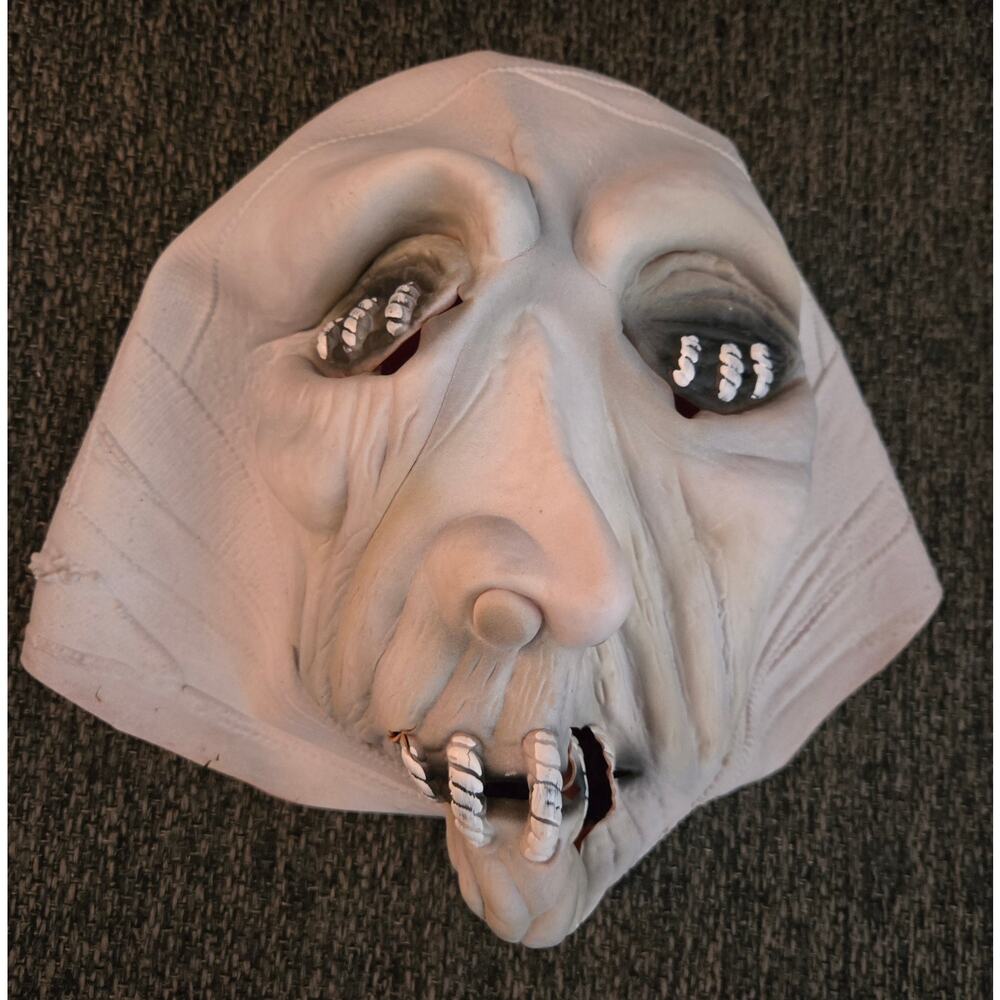 Vintage Rubber Latex Halloween Mask Stitched Eyes and Mouth